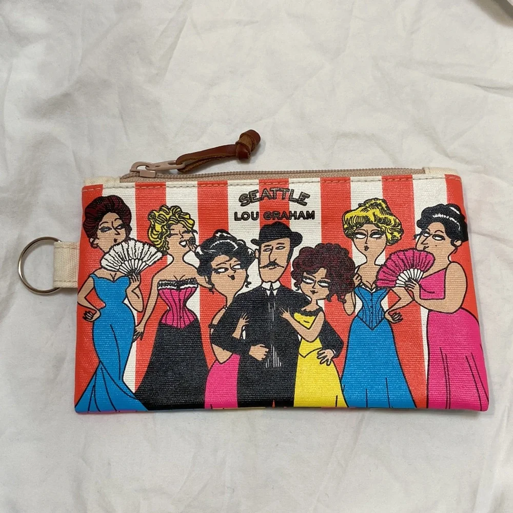 Women’s Seattle Lou Graham colorful makeup/clutch cotton case/bag. One size.